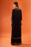 Nakul Sen_Black Beads, Sequins, Fringe Round Neck Placement Embroidered Kurta Set _Online_at_Aza_Fashions