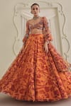 Buy_Payal & Zinal_Red Net Embroidery, Sequins, Beads, Pearls Sweetheart Floral Print Lehenga Set _Online_at_Aza_Fashions