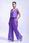Buy_JAYATI GOENKA_Purple Chanderi Silk V-neck Vest And Pant Set _Online_at_Aza_Fashions