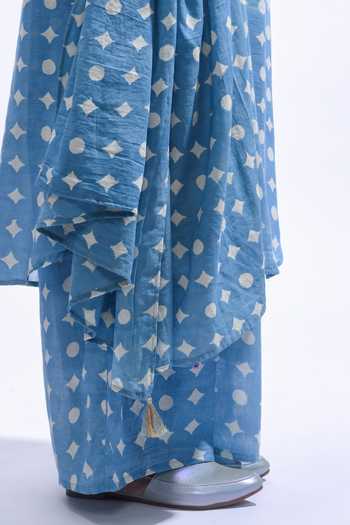 Shop_JAYATI GOENKA_Blue Cotton Round Neck Sky Mud Printed Premium Kurta Set _Online_at_Aza_Fashions