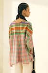 Swatti Kapoor_Green Cotton Beads, Tassels V-neck Jimmy Checkered Shirt _Online_at_Aza_Fashions