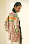 Shop_Swatti Kapoor_Multi Color Cotton Beads Mandarin Collar Jimmy Checkered Shirt Pant Set _Online_at_Aza_Fashions