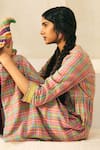 Shop_Swatti Kapoor_Pink Cotton Beads Flora Handwoven Kurta _Online_at_Aza_Fashions