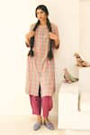 Buy_Swatti Kapoor_Pink Cotton Beads Flora Handwoven Kurta _at_Aza_Fashions