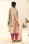 Shop_Swatti Kapoor_Multi Color Cotton Mandarin Collar Flora Handwoven Kurta Pant Set _at_Aza_Fashions
