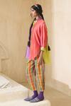 Swatti Kapoor_Multi Color Cotton Embroidery Coco Checkered Pant _Online_at_Aza_Fashions