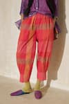 Shop_Swatti Kapoor_Coral Cambric Embroidery Rio Checkered Pant _Online_at_Aza_Fashions