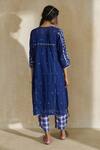 Swatti Kapoor_Blue Cotton Beads, Embroidery Round Neck Nancy Handwoven Kurta With Slip _Online_at_Aza_Fashions