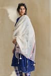 Swatti Kapoor_Blue Cotton Beads, Embroidery Round Neck Nancy Handwoven Kurta With Slip _Online