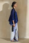 Buy_Swatti Kapoor_Blue Handloom Cotton Beads, Tassels V-neck Kate Top And Draped Skirt Set _Online_at_Aza_Fashions
