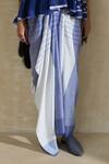 Shop_Swatti Kapoor_Blue Handloom Cotton Beads, Tassels V-neck Kate Top And Draped Skirt Set 