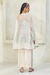 Shop_Swatti Kapoor_Off White Silk, Cotton Embroidery, Tassels Round Romy Sheer Overlay And Pant Set _at_Aza_Fashions