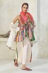 Shop_Swatti Kapoor_Multi Color Embroidery, Tassels, Pom-poms Alex Handwoven Scarf _at_Aza_Fashions