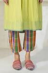 Swatti Kapoor_Multi Color Chanderi, Cotton Smocking, Tassels, Ollie Pintuck Kurta Pant Set _Online_at_Aza_Fashions