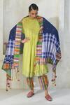 Buy_Swatti Kapoor_Multi Color Chanderi, Cotton Smocking, Tassels, Ollie Pintuck Kurta Pant Set _at_Aza_Fashions