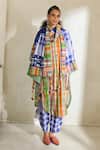 Buy_Swatti Kapoor_Multi Color Cotton Patchwork Round Neck Kim Checkered Kurta _Online_at_Aza_Fashions