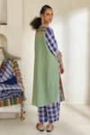 Shop_Swatti Kapoor_Multi Color Cotton Patchwork Round Neck Kim Checkered Kurta _at_Aza_Fashions