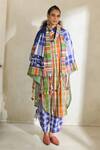 Buy_Swatti Kapoor_Multi Color Cotton Tassels Round Neck Kim Checkered Kurta Pant Set _at_Aza_Fashions