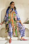 Buy_Swatti Kapoor_Multi Color Cotton Tassels Round Neck Kim Checkered Kurta Pant Set 