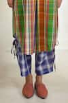 Buy_Swatti Kapoor_Multi Color Cotton Tassels Round Neck Kim Checkered Kurta Pant Set _Online