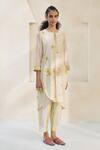 Buy_Swatti Kapoor_White Chanderi Beads Round Neck Jinger Handwoven Kurta _at_Aza_Fashions