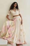 Swatti Kapoor_Pink Silk Organza, Chanderi, Cotton Beads Nile Handwoven Skirt _Online_at_Aza_Fashions