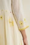 Buy_Swatti Kapoor_Yellow Chanderi Embroidery, Beads V-neck Lake Handwoven Kurta _Online_at_Aza_Fashions