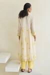 Shop_Swatti Kapoor_Yellow Chanderi Embroidery, Beads V-neck Lake Handwoven Kurta _at_Aza_Fashions