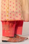 Buy_Swatti Kapoor_Peach Chanderi, Cotton Beads, Fringe Round Neck Mira Handwoven Kurta _Online_at_Aza_Fashions