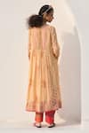 Shop_Swatti Kapoor_Peach Chanderi, Cotton Beads, Fringe Round Neck Mira Handwoven Kurta _at_Aza_Fashions