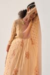 Swatti Kapoor_Peach Chanderi, Cotton Beads, Fringe Round Neck Mira Handwoven Kurta _at_Aza_Fashions