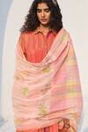Buy_Swatti Kapoor_Pink Chanderi, Cotton Embroidery Collared Sia Handwoven Kurta With Slip _Online_at_Aza_Fashions