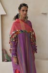 Shop_Swatti Kapoor_Multi Color Cotton, Chanderi, Silk Organza Beads, Nick Striped Kurta Pant Set _Online_at_Aza_Fashions