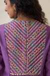 Buy_Swatti Kapoor_Purple Chanderi, Cotton Beads, Piping, Fringe Kathy Handwoven Kurta With Slip 