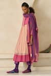 Shop_Swatti Kapoor_Pink Chanderi, Cotton Embroidery, Beads, Piping Mandarin Sky Handwoven Kurta _Online_at_Aza_Fashions