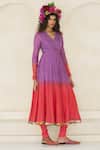 Buy_Swatti Kapoor_Purple Chanderi Beads V-neck Emily Handwoven Kurta _at_Aza_Fashions