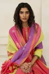 Buy_Swatti Kapoor_Multi Color Chanderi, Cotton Embroidery, Beads Keyhole Neck Amy Striped Kurta _Online_at_Aza_Fashions