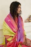 Shop_Swatti Kapoor_Multi Color Chanderi Beads, Tassels, Fringe Crystal Handwoven Dupatta _Online_at_Aza_Fashions
