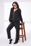 Buy_The Episode_Black Fleece, Cotton Studs Collared Iconic Sweatshirt And Pant Set _at_Aza_Fashions