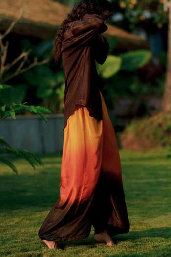Shop_Ituvana_Multi Color Silk Collared Arka Sunset Ombre Shirt And Pant Set _Online_at_Aza_Fashions
