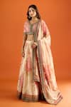 Shop_Naintara Bajaj_Cream Silk Zari V-neck Floral Pattern Art Lehenga Set _Online_at_Aza_Fashions