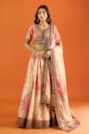 Buy_Naintara Bajaj_Cream Silk Zari V-neck Floral Pattern Art Lehenga Set _at_Aza_Fashions