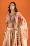 Naintara Bajaj_Cream Silk Zari V-neck Floral Pattern Art Lehenga Set _at_Aza_Fashions