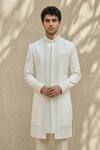 Buy_Bubber Couture_Off White Silk Embroidery, Zari Celtic Sherwani _at_Aza_Fashions