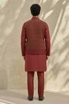 Shop_Bubber Couture_Maroon Silk Embroidery Celtic Bundi _at_Aza_Fashions