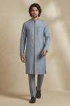 Buy_Bubber Couture_Grey Silk, Cotton Embroidery Iron Gate Layered Kurta Set _at_Aza_Fashions