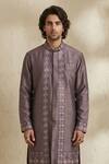 Bubber Couture_Purple Silk Embroidery Nexa Layered Kurta Set _at_Aza_Fashions