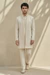 Buy_Bubber Couture_Off White Silk Embroidery Mosaic Sherwani Jacket _at_Aza_Fashions