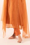 Tatwa_Orange Chanderi Embroidery Round Neck Resham Kurta Set _Online