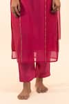Tatwa_Pink Chanderi Embroidery Round Neck Kurta Set _Online_at_Aza_Fashions